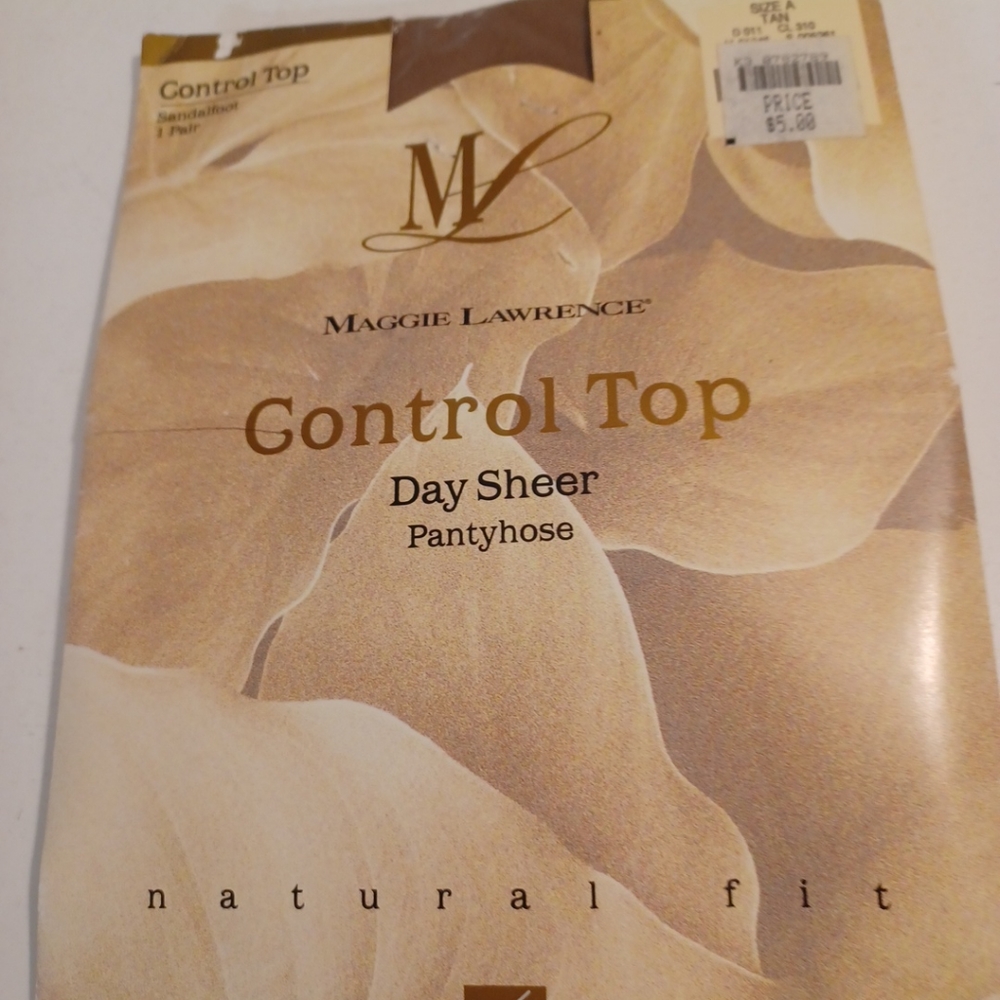 Maggie lawrence control top day sheer Panty Hose Size A tan